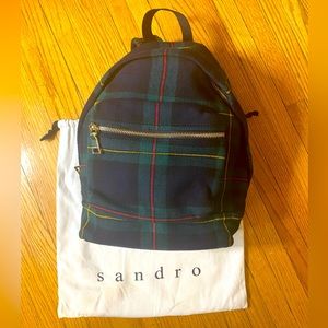 Sandro Glen Plaid Wool Backpack